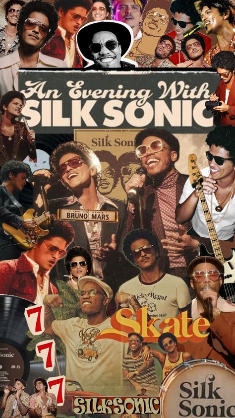 for silk sonic lovers <3 #silksonic #brunomars #andersonpaak #777 #80s #wallapaper Silk Sonic Wallpaper, Sonic Wallpaper, Silk Sonic, Anderson Paak, Bruno Mars, Rapunzel, Mars, Sonic, Wallpapers