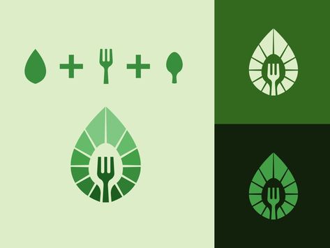 LEAF FORK SPOON LOGO by Daud Hasan Fork Spoon Logo, Sustainability Logo, Spoon And Fork Logo, Tk Logo, Spoon Logo, Fork Logo, Vegan Logo, Graphic Designer Studio, Organic Restaurant