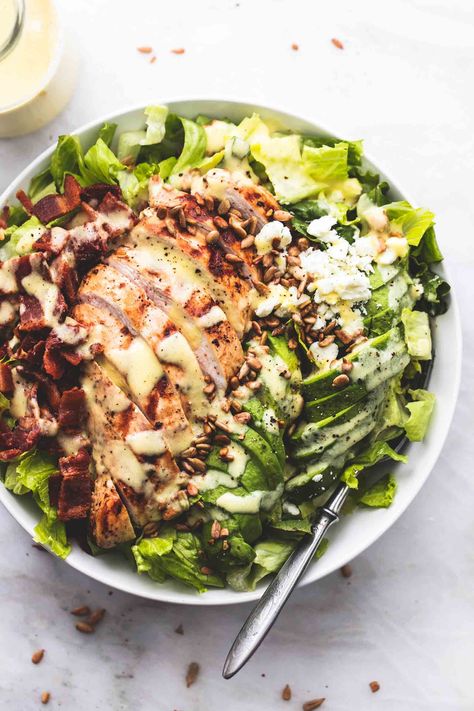 Chicken, Bacon and Avocado Salad with Sweet Vidalia Onion Dressing | Creme De La Crumb Sweet Vidalia Onion Dressing, Vidalia Onion Dressing, Healthyish Recipes, Chicken Salads, Corn Avocado Salad, Vidalia Onion, Power Salad, Savory Salads, Bacon Avocado