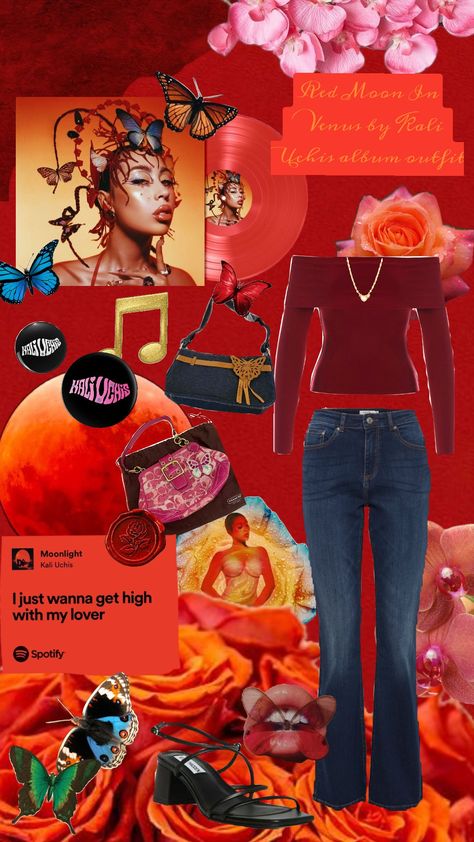 Red Moon In Venus by Kali Uchis album easy outfit idea 🌹🌕❤️ #kaliuchis #album #redmooninvenus #outfit #idea #ideas #outfitidea #easy #cute #darkred #music #love made by: me/Bella H. please don't copy! Red Moon In Venus Outfit, Kali Uchis Style Outfit, Kail Uchis Outfits, Red Moon In Venus Kali Uchis, Kali Uchis Style, Kali Uchis Concert Outfit, Kali Uchis Inspired Outfits, Kali Uchis Outfit Ideas, Kali Uchis Outfits