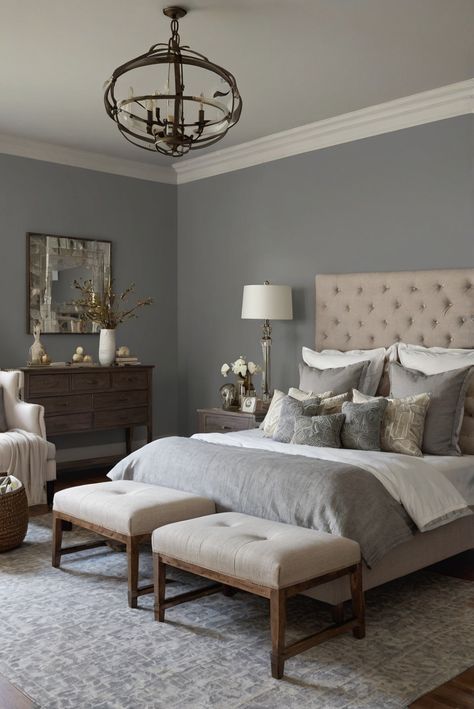 bedroom interior design, luxury home decor, modern bedroom furniture, designer home accessories Modern Coastal Bedroom Ideas, Ultimate Bedroom, Blue Gray Bedroom, Gray Bedroom Walls, Best Bedroom Designs, Bedroom Furniture Layout, Best Bedroom, Sanctuary Bedroom, Coastal Bedrooms