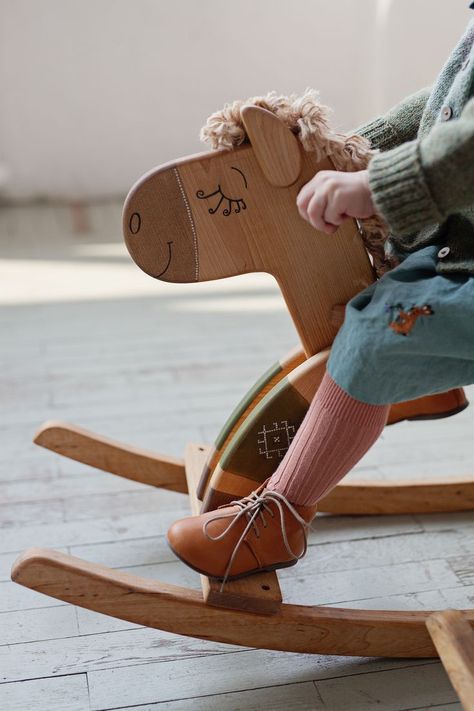 Rocking horse by #friendlytoys Gender Neutral Baby Gifts Basket, Rocking Horses Painted, Spring Toys, Wood Rocking Horse, Rocking Toy, Wooden Rocking Horse, Handmade Wooden Toys, Toddler Gift, Unique Baby Shower Gifts