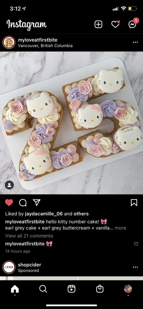 Hello Kitty Number Cake, Cake Hello Kitty, Earl Grey Cake, Hello Kitty Birthday Party, Hello Kitty Cupcakes, Hello Kitty Themes, Number Cake, Hello Kitty Cake, Hello Kitty Birthday