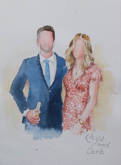 Watercolor Couples Painting, Watercolor Art Couple, Temples Drawing, Watercolor Art Love Couple, Watercolor Couple Painting, Wedding Illustration Drawings, Bride And Groom Watercolor Painting, Watercolor Family Portrait Faceless, Watercolor Wedding Portrait Couple