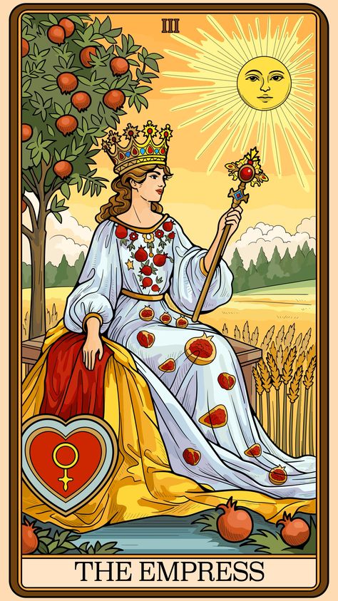 The Star Tarot Wallpaper, Tarot Cards Empress, Tarot Cards Wallpaper Iphone, The Empress Tarot Wallpaper, The Empress Tarot Card Art, Tarot Cards Wallpaper, Tarot Wallpapers, Goddess Wallpaper, Tarot Cards Art Illustration