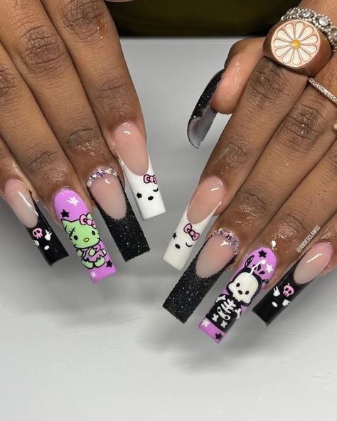 Occasion Nails, Hello Kitty Nail, Kitty Nail, Holloween Nails, Halloween Acrylic Nails, Cute Halloween Nails, Pedicure Manicure, Dope Nail Designs, Hello Kitty Nails