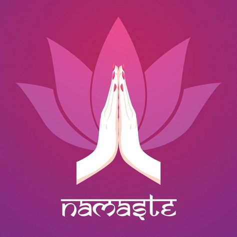 Illustration of karma depicted with Namaste, Indian women's hand greeting posture of namaste with lotus flower vector illustration Lotus Flower Vector, Namaste Hands, Flower Vector Illustration, Namaste Art, Flower Vector, Lotus Design, Praying Hands, Hand Logo, Lotus Flower