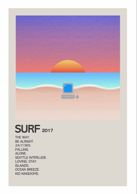 Surfaces Album Cover, Surfaces Band Aesthetic, Tame Impala Minimalist Poster, Surfaces Music, Surfaces Band, Beach Weather Band Poster, Beach House Band Album Cover, Saint Motel Album Cover, Tropical Music Poster