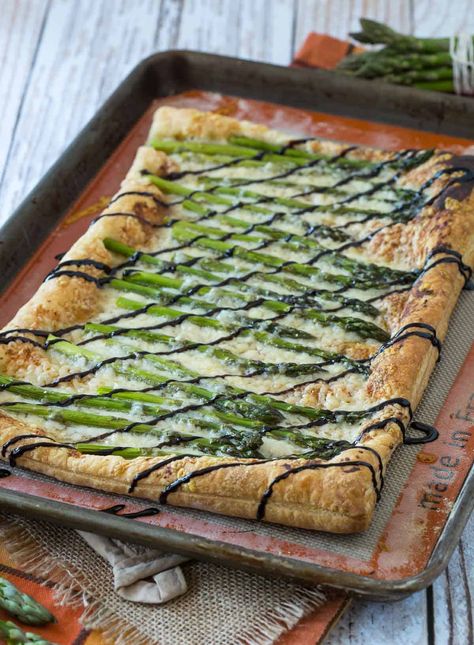 Perfect for spring, this asparagus gruyere tart is a show-stopping addition to any brunch or appetizer table. You won't believe how easy it is to make! Get the recipe on RachelCooks.com! Gruyere Tart, Balsamic Glaze Recipes, Appetizer Table, Asparagus Tart, Appetizers Table, Savory Tart, Balsamic Glaze, Asparagus Recipe, Tart Recipes