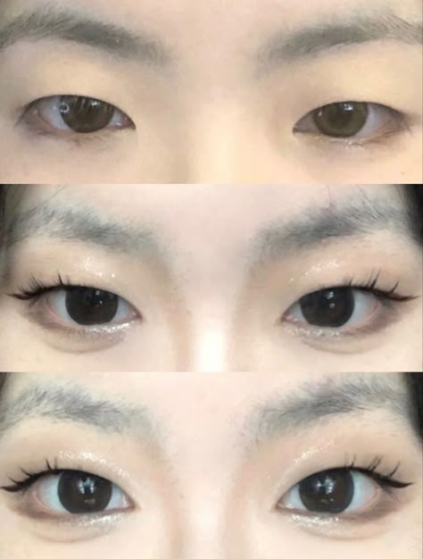 Eye Makeup For Monolid Eyes, Douyin Makeup Monolid, Eyeliner For Monolid Eyes, Mono Eyelid Makeup, Doujin Makeup Trend, Asian Makeup Monolid, Monolid Eyeliner, Face Makeup Tutorial Video, Monolid Eye Makeup