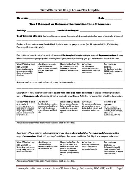 Tiered Lesson Plan Template Differentiated Instruction Lesson Plans, Udl Lesson Plans, Differentiated Lesson Plans, Toddler Lesson Plans Template, Unit Plan Template, Unit Planning, Lesson Plan Examples, Lesson Plan Template Free, Lesson Plan Template