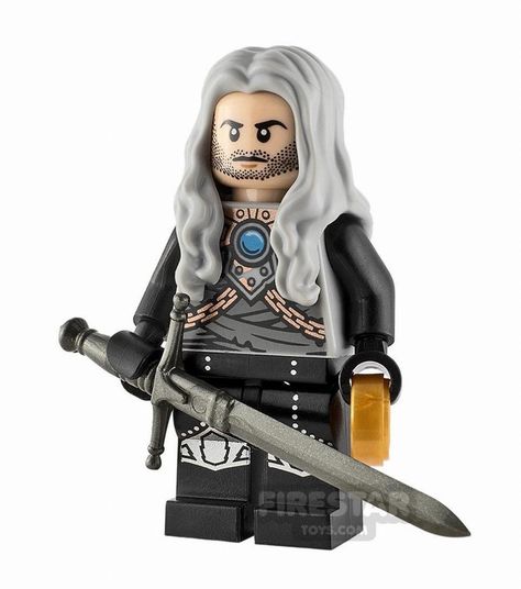 Lego Figurine, Witcher Geralt, The Witcher Geralt, Lego Display, Lego Custom Minifigures, Lego People, Lego Minifigs, Lego Castle, Lego Characters