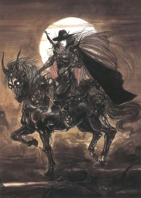 Yoshitaka Amano, Vampire Hunter D, Vampire Hunter, 판타지 아트, Ethereal Art, Japanese Artists, Dark Souls, A Horse, Featured Artist