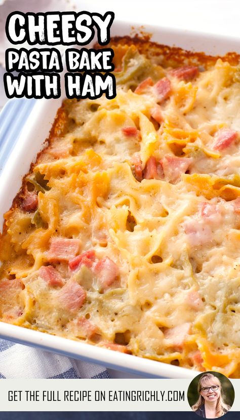 Ham And Pasta Recipes, Ham Mac And Cheese, Easy Pasta Bake, Ham And Cheese Pasta, Ham And Cheese Casserole, Pasta Casseroles, Kid Friendly Meals Dinner, Cheesy Pasta Bake, Pasta Bake Easy