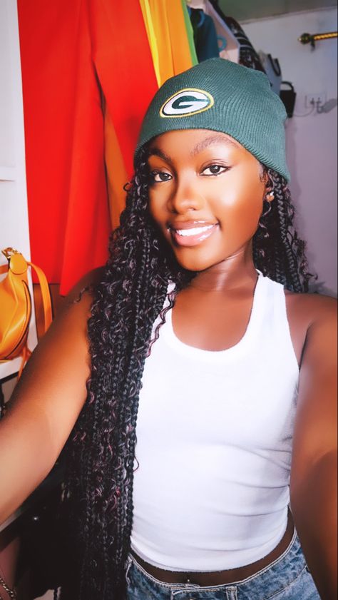 goddess braids #beaniehat Braids And Beanie, Braids With Beanie, Big Box Braids, Big Box Braids Hairstyles, Beanie Black, Braided Hairstyles For Black Women, Goddess Braids, Box Braids Hairstyles, Braids Hairstyles