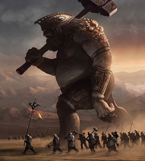 hill giant Desert Giant Fantasy Art, Giants Fantasy Art, Army Fantasy Art, Mountain Giant, Fantasy Giant, Half Giant, Giant Warrior, Hill Giant, Stone Giant