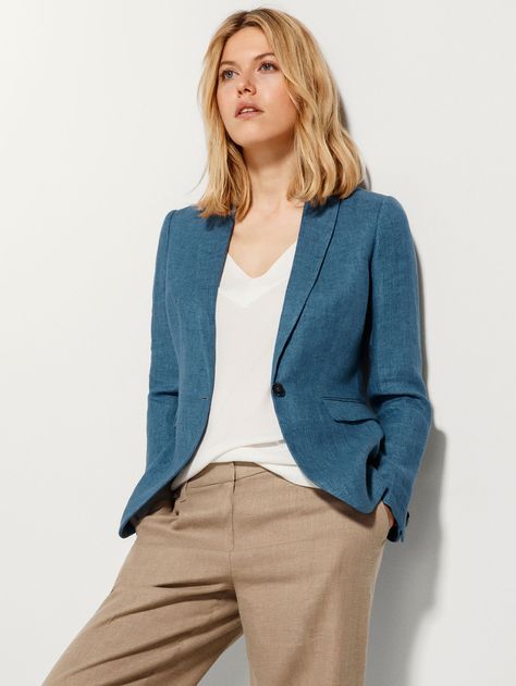 INDIGO LINEN BLAZER Blazer Designs Women, Linen Jackets Women, Indigo Linen, Women Blazer, Linen Jackets, Dress Linen, Business Wear, Blazer Designs, Womens Blazers