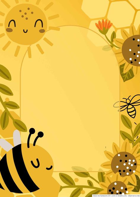 Honey Bee Invitation Template, Spelling Bee Background, Bee Invitations Template, Honey Bee Background, Portfolio Background, Baby Shower Invitations Templates, Honey Bee Theme, Planning A Baby Shower, Bee Invitations