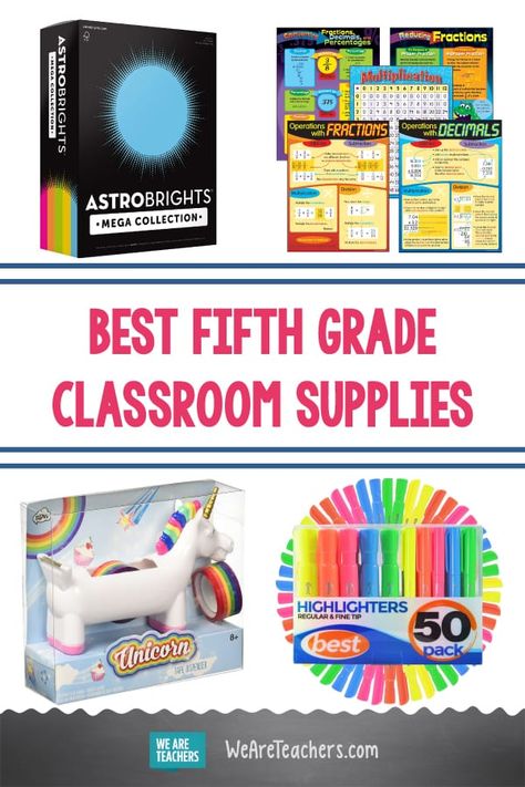 The Ultimate Checklist for 5th Grade Classroom Supplies. Get your fifth graders engaged and participating when you set up your room with our ultimate list of 40+ 5th grade classroom supplies. #classroomsupplies #classroom #fifthgrade #teachingresources #classroomsetup #teaching #schoolsupplycentral Fifth Grade Classroom, 5th Grade Writing, Teaching 5th Grade, Math Graphic Organizers, Math Centers Middle School, Math Organization, We Are Teachers, 5th Grade Classroom, Framed Words