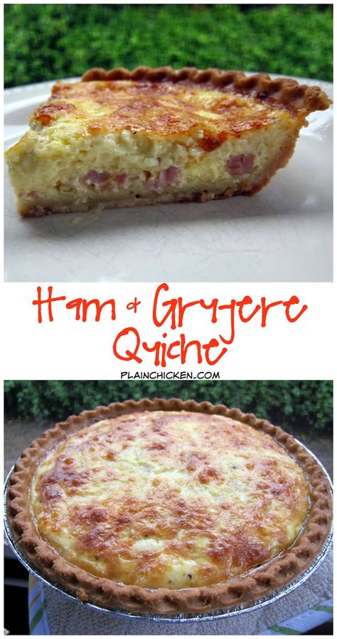 Ham and Gruyere Quiche - eggs, milk, sour cream ham, gruyere cheese - can assemble & freeze for later! SO good! We love it for breakfast, lunch or dinner. Quiche Ham, Dinner Cupcakes, Gruyere Quiche, Homemade Quiche, Recipes Cupcakes, Cracked Out, Ham And Cheese Quiche, Breakfast Quiche Recipes, Quiche Recipes Easy