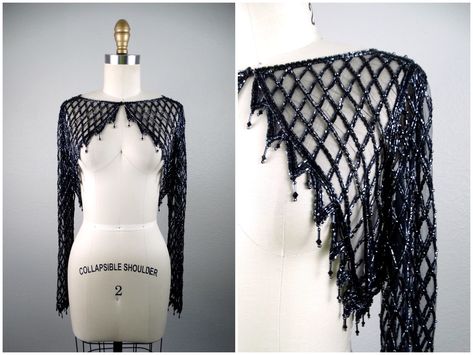 Beaded Bolero, Cropped Shrug, Wedding Shrug, Shrugs And Boleros, Headpiece Jewelry, Diy Fashion Hacks, Bob Mackie, Couture Designers, Vintage Couture