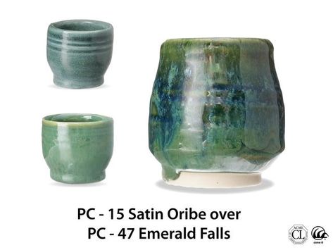 Amaco Satin Oribe, Satin Oribe Glaze, Clay Glazing, Amaco Brent, Green Pool, Glaze Combinations, Glaze Combos, Glaze Ideas, Pottery Glaze