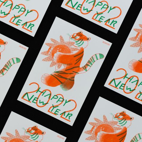 2022 Happy New Year Risograph Postcard on Behance Risograph Illustration, Risograph Design, New Year Card Design, 2022 Happy New Year, Graphic Design Drawing, Concert Poster Design, New Year Illustration, New Year Postcard, Happy New Year 2022