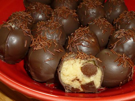 Chocolate Chip Cookie Dough Truffles..... | Flickr - Photo Sharing! Cannabutter Recipes, Marajuana Recipes, Chocolate Chip Cookie Dough Truffles, Cannabutter Recipe, Cannibis Recipes, Cookie Balls, Infused Butter, Cookie Dough Truffles, Double Boiler