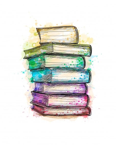 Stack of multi colored books from a spla... | Premium Vector #Freepik #vector #watercolor #books #old #knowledge Colored Books, Beautiful Pencil Drawings, Watercolor Books, Book Wallpaper, Soyut Sanat Tabloları, Book Tattoo, 수채화 그림, Book Drawing, Charcoal Drawing