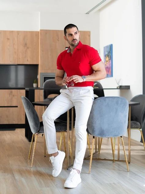 Red Shirt Outfit Ideas, Red Polo Shirt Outfit Men, Red Shirt Outfit, Red Shirt Outfits, Polo Shirt Outfit Men, Red Checked Shirt, Polo Shirt Outfits, Mens Business Casual Outfits, Mens Casual Outfits Summer