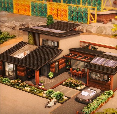 Sims 4 Mcm House, Sims 4 Moonwood Mill House, Sims 4 Rustic House, Sims 4 Entryway Ideas, Sims 4 Interior Ideas, Sims 4 Bungalow, Sims Modern House, Sim4 House, Sims 4 Houses Layout