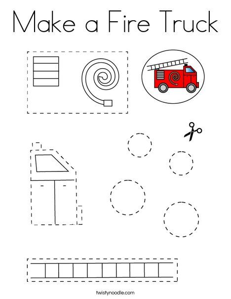 Make a Fire Truck Coloring Page - Twisty Noodle Fire Truck Craft Preschool, Preschool Scissors Practice, Coloring Spring, Fire Truck Craft, Fire Safety Theme, Preschool Journals, Fire Crafts, Make A Fire, Transportation Activities