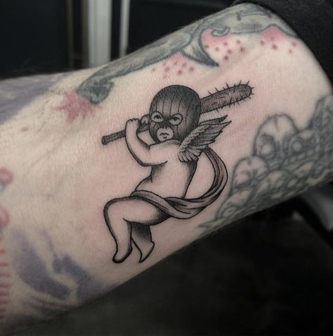 Amor Tattoo, Cupid Tattoo, Cherub Tattoo, Petit Tattoo, Buddha Tattoos, Ribbon Tattoos, Alien Tattoo, Tattoo Apprentice, Angel Tattoo