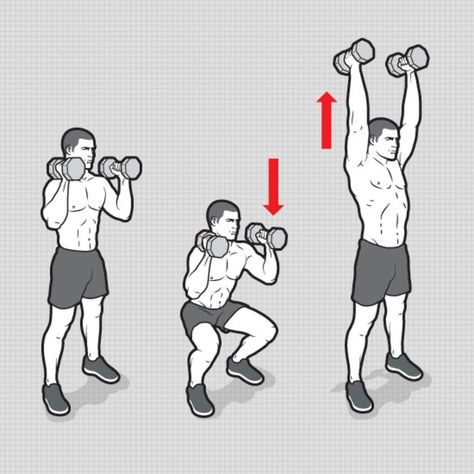 Dumbbell Squat and Press Squat Press, Dumbbell Squat, Muscle Abdominal, Fitness Routines, Escape Plan, Trening Fitness, Fit Girl Motivation, Health Fitness Motivation, Men's Health Fitness