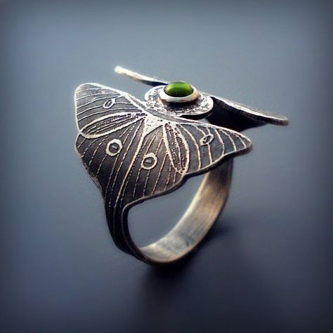 Moth Ring, West Lafayette, Luna Moth, Dope Jewelry, Funky Jewelry, Metal Clay, Jewelry Inspo, Pretty Jewellery, Larp