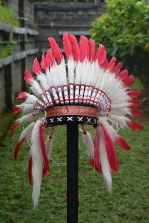 Indian Inspired Headpiece Red Feathers Headdress Queen | Etsy Native American Headband, Indian Headband, Feather Crown, Indian Headdress, Feather Headdress, Red Feather, Indian Inspired, Costume Hats, Native American Indians