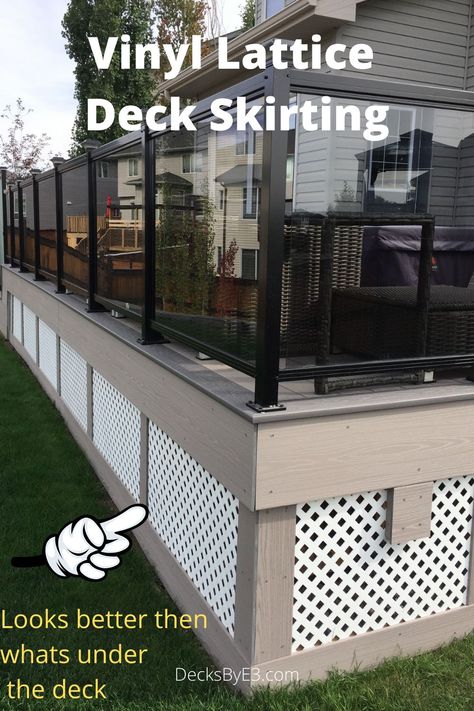 Deck Apron Ideas, Lattice Deck Skirting, Skirting Around Deck, Under Deck Lattice Alternative, Deck Siding Ideas, Composite Deck Skirting, Diy Lattice Deck Skirt, Deck Skirting Ideas Cheap, Deck Lattice Ideas