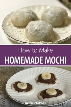 Learn how to make Mochi. Add your favorite ice cream, red bean paste, or a banana Nutella combination. #Instructables #dessert #snack #treat #Japanese Nutella Mochi Recipe, How To Make Mochi Recipes, Banana Mochi Recipe, How To Make Mochi, Banana Mochi, Homemade Mochi, Mochi Recipes, Vegan Quesadilla, Dessert Sushi