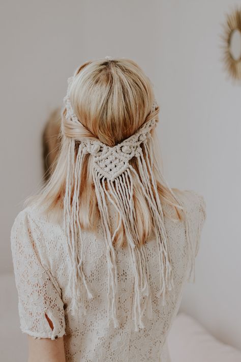 The Best Wedding Veils for Every Bridal Style | Green Wedding Shoes Macrame Veil, Bohemian Veils, Veil Fashion, Boho Veil, Mantilla Veil Wedding, Embellished Veil, Unique Veil, Boho Veils, Macrame Headband