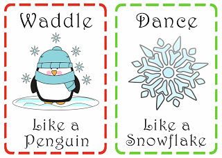 Winter Movement Cards, Christmas Movement Cards, Count Down Calendar, Preschool Movement, Movement Cards, Winter Theme Preschool, Movement Art, Creative Movement, Preschool Winter