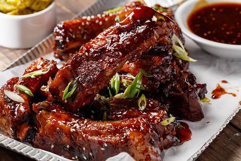 with Sweet Baby Ray’s Sweet Teriyaki Sauce & Marinade Teriyaki Ribs, Teriyaki Sauce Marinade, Sauce For Ribs, Teriyaki Recipes, Babyback Ribs, Teriyaki Pork Chops, Teriyaki Chicken Meatballs, Sweet Teriyaki Sauce, Pork Kabobs