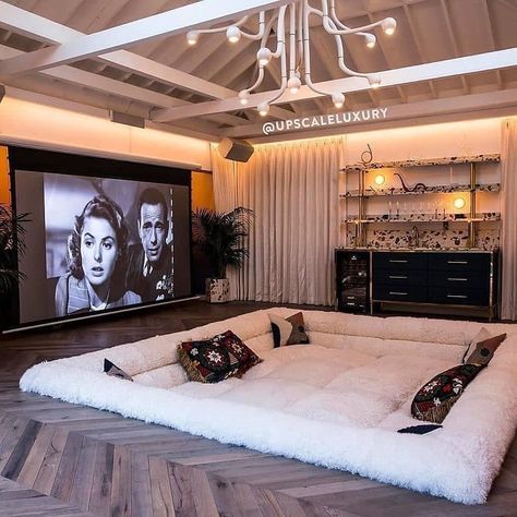 Home Theater Room Design, Theater Room Design, Home Cinema Room, Sunken Living Room, Couch Design, Home Theater Rooms, Luxury Homes Dream Houses, Dream House Interior, House Room