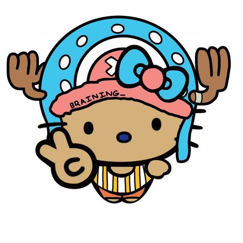 Chopper Hello Kitty, Chopper X Hello Kitty, Hello Kitty X Anime, One Piece Hello Kitty, Chopper One Piece Cute, Chopper Pfp, Chopper Icon, Anime Hello Kitty, Kitty Anime