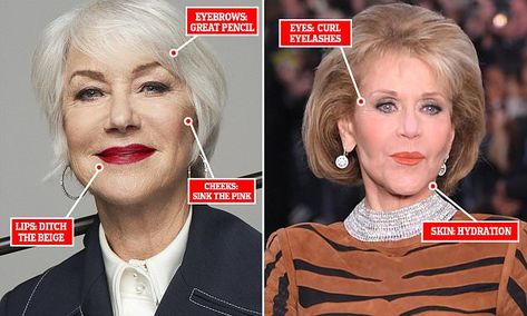 What Mirren and Fonda can teach you about MAKE-UP AFTER 50 Helen Mirren Style, Makeup For Over 60, Val Garland, Hair Transplant Women, Makeup Over 50, Makeup Tips For Older Women, Makeup For Older Women, Theresa May, Helen Mirren