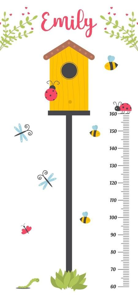 Kids height chart. Child height meter for kindergarten. Measuring Height Kindergarten, Grow Chart For Kids, Kids Height Chart, Measuring Height, Weight Charts, Illustration Collage, Fashion Illustration Collage, Activity Room, School Painting