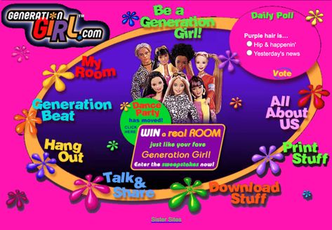 Bratz Website, Early 2000s Websites, Retro Website Aesthetic, Y2k Website Design Inspiration, 90s Website Design, 2000s Games, Y2k Website Design, 2000s Website, Y2k Website