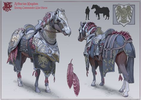 ArtStation - Arthurian Kingdom - Enemy Commander's War Horse, Oliver Medak Rise Of The Dragon, Knight On Horse, Steampunk Vehicle, Pathfinder 2e, Game Of Throne, Horse Armor, Fantasy Horses, Dragon King, Knight Art