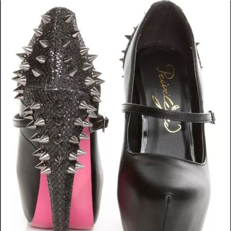 Women's Shoes Privileged Elly Black Spiked And Sparkly Platform Heels Size 6.5 These Are Nice Elegant Spiked Black Color Pumps For Women Never Been Worn, But Box Is Damaged, Will Come With The Box, But Shoes Are In Good Condition, One Of The Heels Has Minor Damage On The Front From The Spikes On The Other Shoe, As Shown In The Last Picture. Walking In Heels, Very High Heels, Sparkly Heels, Gladiator Heels, Platform Stilettos, Open Toed Heels, Spike Heels, Pink Heels, Pretty Shoes