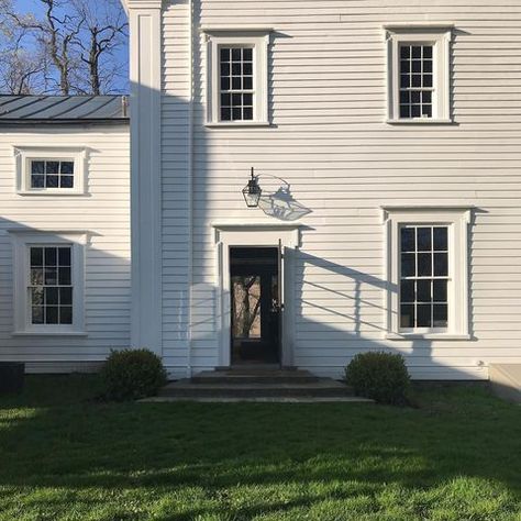 Gerald Bland (@geraldblandinc) • Instagram photos and videos Shades Of White Paint, White Paint House, Gerald Bland, White Exterior Paint Colors, Benjamin Moore Exterior, Paint House, White Exterior Paint, Colonial House Exteriors, White Colonial