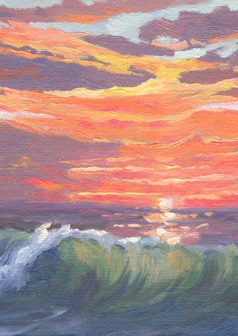 Sunset Splendor Original Oil 20 x 10 - Giclée Print on Canvas 40 x 20 -  #Canvas #Giclee #Oil #Original #Print #Splendor #Sunset Beginners Acrylic Painting, Painting On Canvas For Beginners, Business Model Canvas, Canvas For Beginners, Acrylic Painting For Beginners, Sunset Painting, Youtube Art, Beginner Painting, Beach Painting